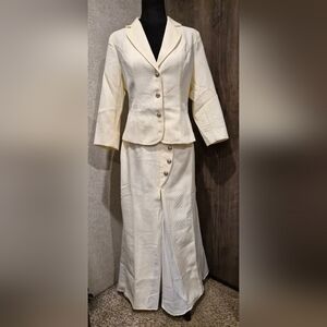 Tailored Button-Front Set Of Blazer And Long Skirt